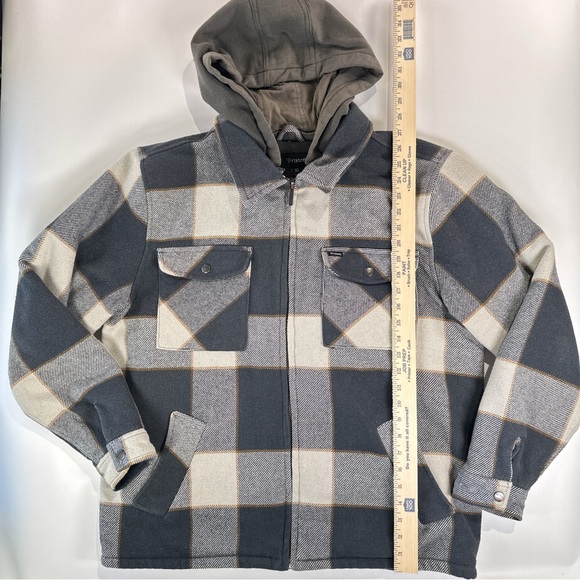 Brixton Men’s Plaid Wool Blend Jacket With Removable Hood XL - Picture 11 of 11